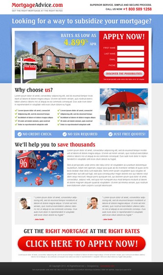 Landing Page Design: Loan and Mortgage Landing Page