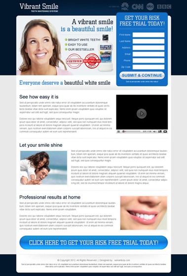 Landing Page Design: Teeth whitening landing page